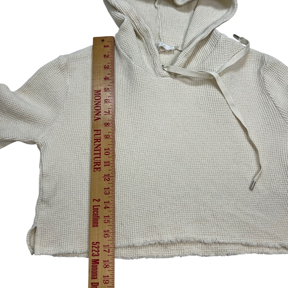 ASTR The Label Ivory Waffle Knit Cropped Hoodie Women's Medium 100% Cotton Cozy - Picture 6 of 8